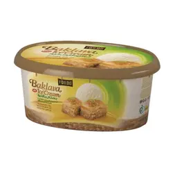 بستنی ظرفی شیری وانیلی با باقلوا مخلوط با چربی گیاهی فوردو کاله (650 گرمی)