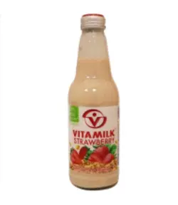 شیر سویا با طعم توت فرنگی مدل strawberry ویتا میلک (300 میلی لیتر)