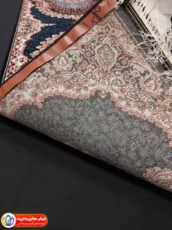 فرش کناره طرح ارکیده سرمه ای ورژن