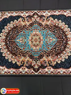 فرش کناره طرح ارکیده سرمه ای ورژن