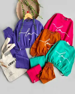 ست کراپ شلوار دخترانه love ♥