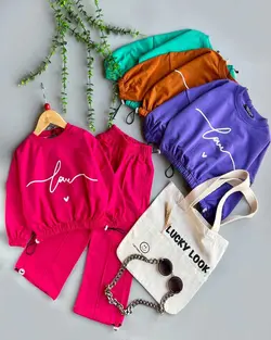 ست کراپ شلوار دخترانه love ♥