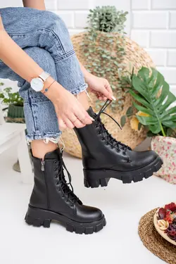 بوت زنانه رنگ مشکی ساده برند Moda Değirmeni