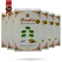 چای بارمال bharmal مدل پنج فیل هل five cardamom jumbo وزن 500 گرم بسته 6 عددی