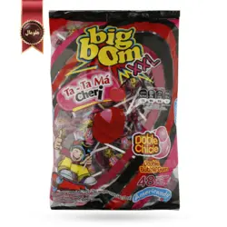 آبنبات چوبی بیگ بوم bigbom مدل آلبالو tatama cheri پک 48 تایی