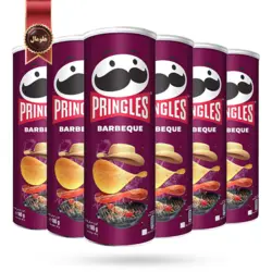 چیپس پرینگلز pringles مدل باربیکیو barbeque وزن 165 گرم بسته 6 عددی