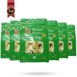 چای بارمال bharmal مدل چای سبز طبیعی natural green tea وزن 250 گرم بسته 6 عددی
