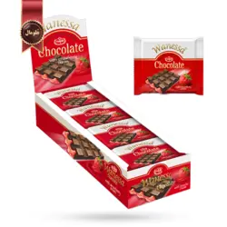 شکلات تخته ای ونسا wanessa مدل کرم توت فرنگی Strawberry cream وزن 80 گرم بسته 12 عددی