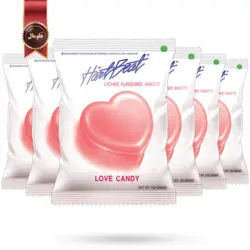 آبنبات عشق هارتبیت hartbeat مدل طعم سُرخالو Lychee وزن 150 گرم بسته 6 عددی