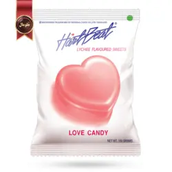 آبنبات عشق هارتبیت hartbeat مدل طعم سُرخالو Lychee وزن 150 گرم