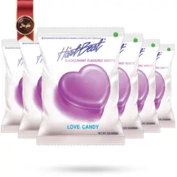 آبنبات عشق هارتبیت hartbeat مدل طعم توت سیاه blackcurrant وزن 150 گرم بسته 6 عددی