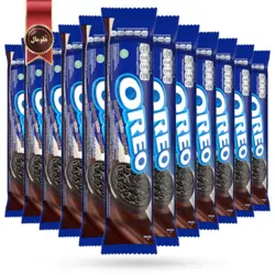 بیسکویت اورئو oreo با کرم شکلات تلخ و سفید dark and white chocolate وزن 119.6 گرم بسته 12 عددی