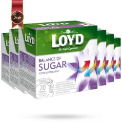 دمنوش کیسه ای هرمی لوید LOYD مدل تنظیم قند خون balance of sugar پک 20 تایی بسته 6 عددی