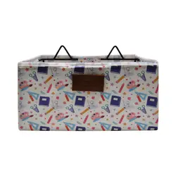 ریکاردو باکس فلزی آویز مستطیل 13*26 متوسط زمینه سفید طرح کتاب و قیچی