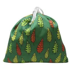 پاییز کیسه بند دار زمینه سبز طرح برگ های رنگی بزرگ