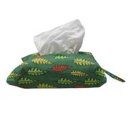 پاییز جای دستمال کیسه ای زمینه سبز طرح برگ های رنگی