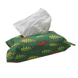 پاییز جای دستمال کیسه ای زمینه سبز طرح برگ های رنگی