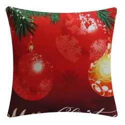 پاپریک کاور کوسن مربع 45*45 زمینه قرمز توپ های رنگی کریسمس