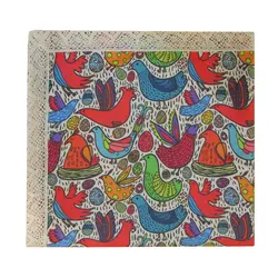 بنیس رومیزی 140*140 مربع طرح پرنده و تخم مرغ