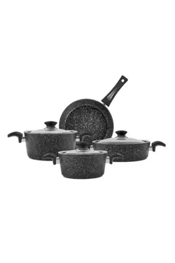 ماهیتابه درب دار 7 تکه بیوگرانیتی مشکی کاراجا