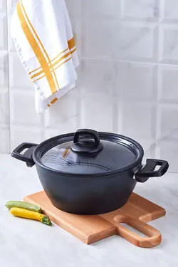 ماهیتابه درب دار 24 سانتی مشگی رنگ طرح الماس کاراجا