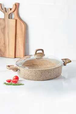 ماهیتابه درب دار بیو گرانیت 30 سانتی متری کارنیاک کاراجا