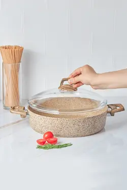 ماهیتابه درب دار بیو گرانیت 30 سانتی متری کارنیاک کاراجا