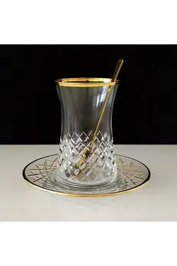 ست سرویس لیوان چای خوری باقلوا کات دکور 6 نفره پاشاباغچه