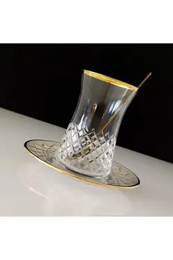 ست سرویس لیوان چای خوری باقلوا کات دکور 6 نفره پاشاباغچه