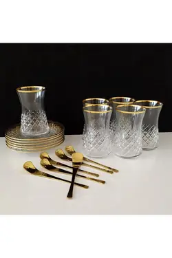 ست سرویس لیوان چای خوری باقلوا کات دکور 6 نفره پاشاباغچه