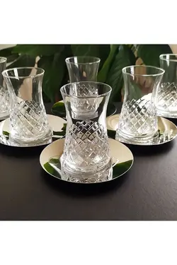 کیسه دکوری کات باقلوا با بشقاب استیل سرویس چای خوری 6 نفره پاشاباغچه