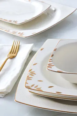 ظروف غذاخوری چینی 60 عددی کرم سویا 12 نفره