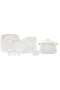 ظروف غذاخوری چینی 60 عددی کرم سویا 12 نفره