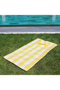 حوله روکش ساحل شطرنجی زرد مینی پددار / پارچه دافع آب و شن-hmy-6204