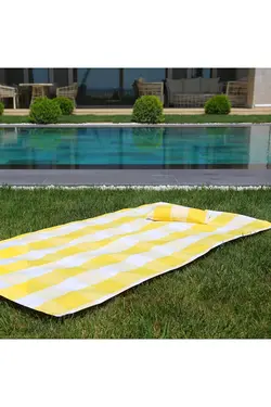 حوله روکش ساحل شطرنجی زرد مینی پددار / پارچه دافع آب و شن-hmy-6204
