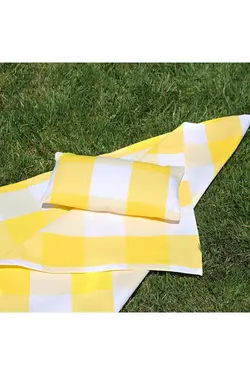 حوله روکش ساحل شطرنجی زرد مینی پددار / پارچه دافع آب و شن-hmy-6204