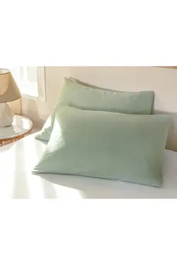 روبالشی 2 بسته پنبه ای ساده 50×70 سانتی متر سبز انگلیش هوم