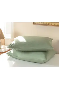 روبالشی 2 بسته پنبه ای ساده 50×70 سانتی متر سبز انگلیش هوم