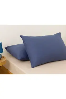 روبالشی 2 بسته پنبه ای ساده 50×70 سانتی متر آبی شب انگلیش هوم