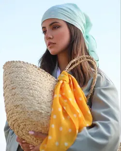 باندانا خال خالی سبز آبی ملایم