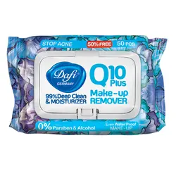 دستمال مرطوب پاک کننده آرایش چشم و صورت حاوی کیوتن گلدار دافی (50عددی)