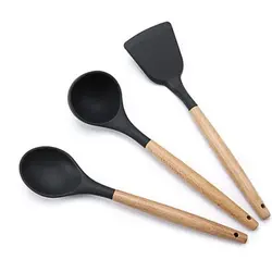 سرویس کفگیر و ملاقه 5 پارچه سیلیکونی بامبو برند شنگیا