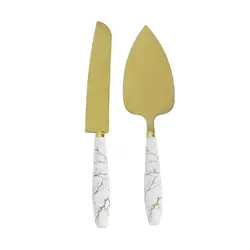 کارد کفگیر کیک طلایی ماربل یونیک