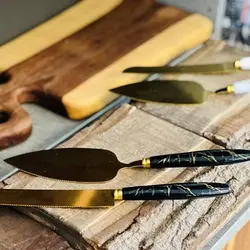 کارد کفگیر کیک طلایی ماربل یونیک