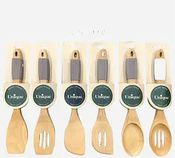 کفگیر ملاقه تک چوبی دسته سیلیکون یونیک اصلی