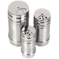 نمک پاش استیل 3 عددی از کوچک به بزرگ (نمکپاش)