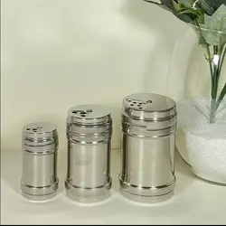 نمک پاش استیل 3 عددی از کوچک به بزرگ (نمکپاش)