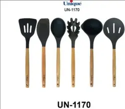 کفگیر و ملاقه یونیک سیلیکونی دسته چوبی UN-1170