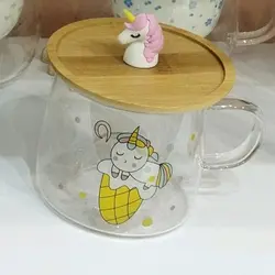 ماگ پیرکس درب  بامبو مدل عروسک یونیکورن اسب تکشاخ سیلیکونی