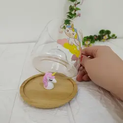 ماگ پیرکس درب  بامبو مدل عروسک یونیکورن اسب تکشاخ سیلیکونی